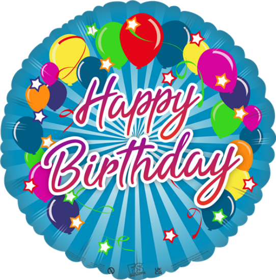 Happy Birthday - 18 Inch Balloon Cluster Round Foil Balloon
