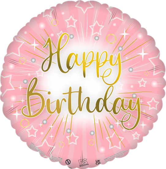 Happy Birthday - 18 Inch Pink Round Foil Balloon