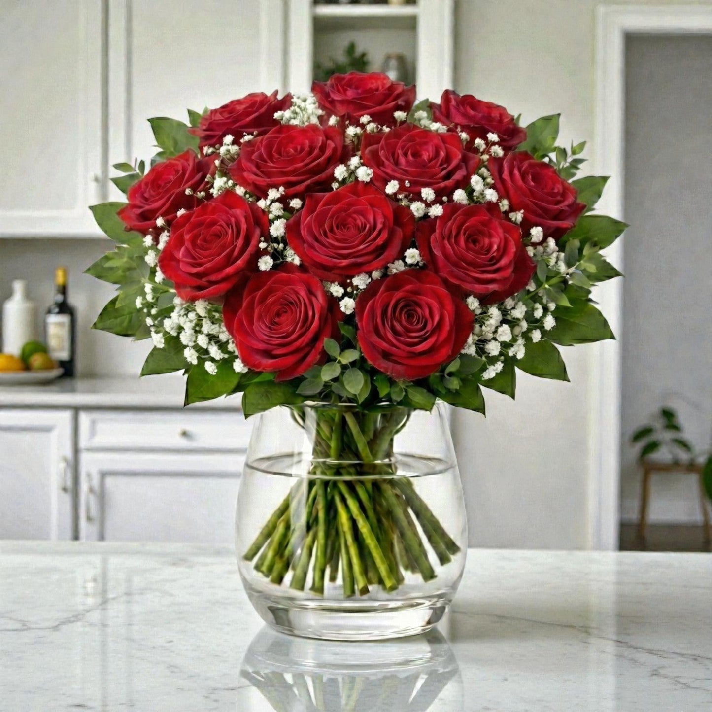 12 Red Rose Premium Vase Arrangement