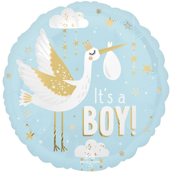 It's a Boy - 18 Inch Stork Round Foil Balloon