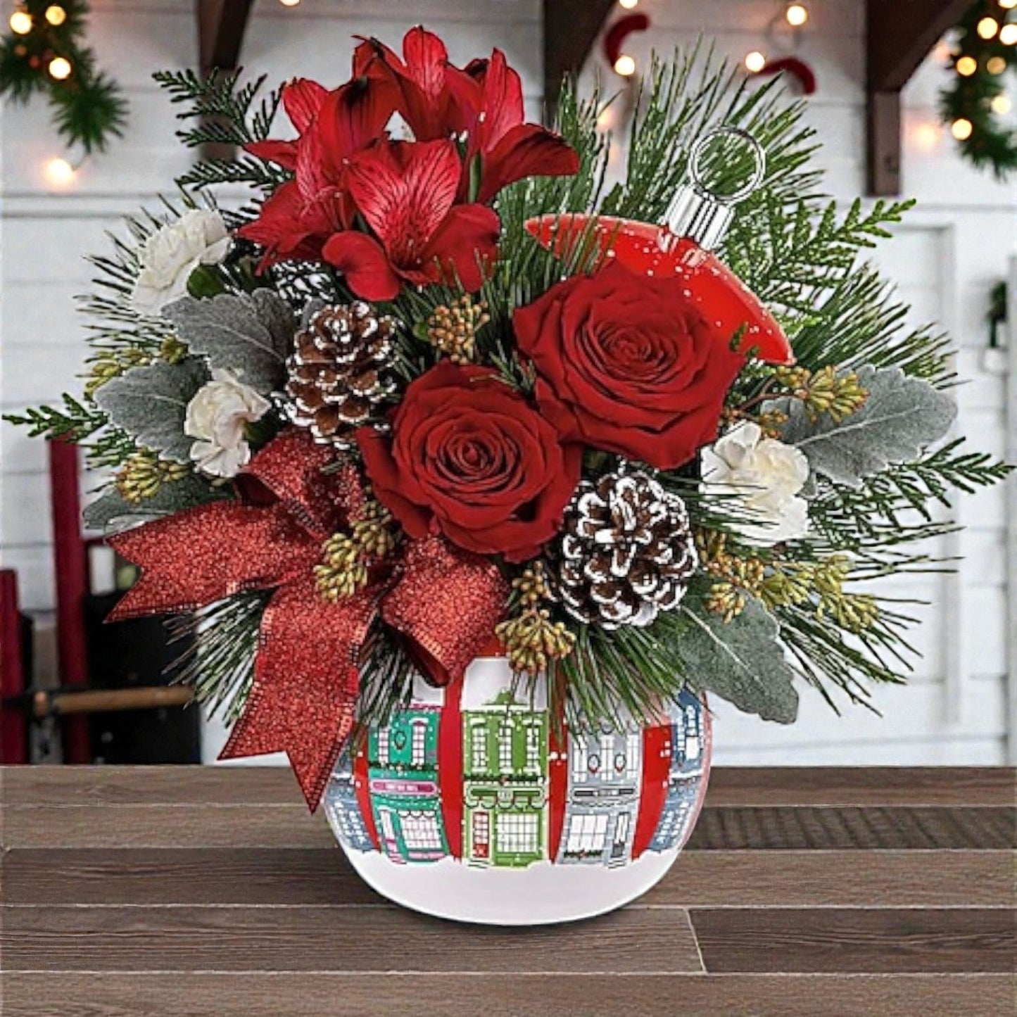 Festive Holiday Houses Bouquet