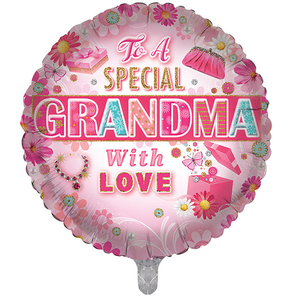 To a Special Grandma With Love - 18 Inch Round Foil Balloon