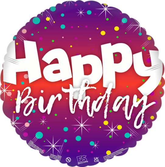 Happy Birthday - 18 Inch Purple/Red Round Foil Balloon