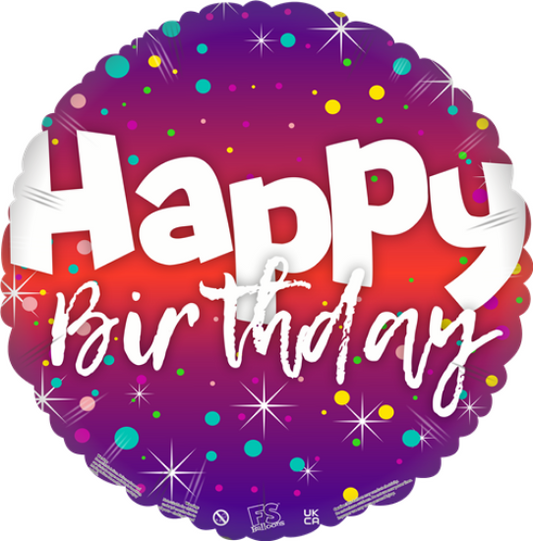 Happy Birthday - 18 Inch Purple/Red Round Foil Balloon