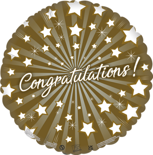 Congragulations - 18 Inch Black Round Foil Balloon