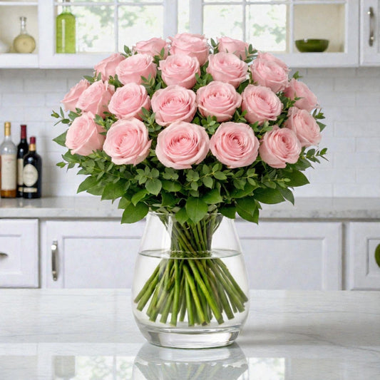 24 Pink Rose Vase Arrangement