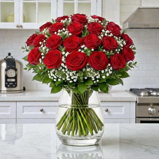 24 Red Rose Premium Vase Arrangement