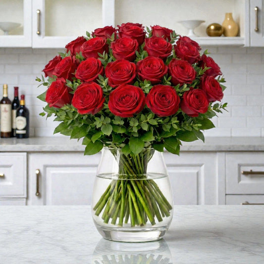 24 Red Rose Vase Arrangement