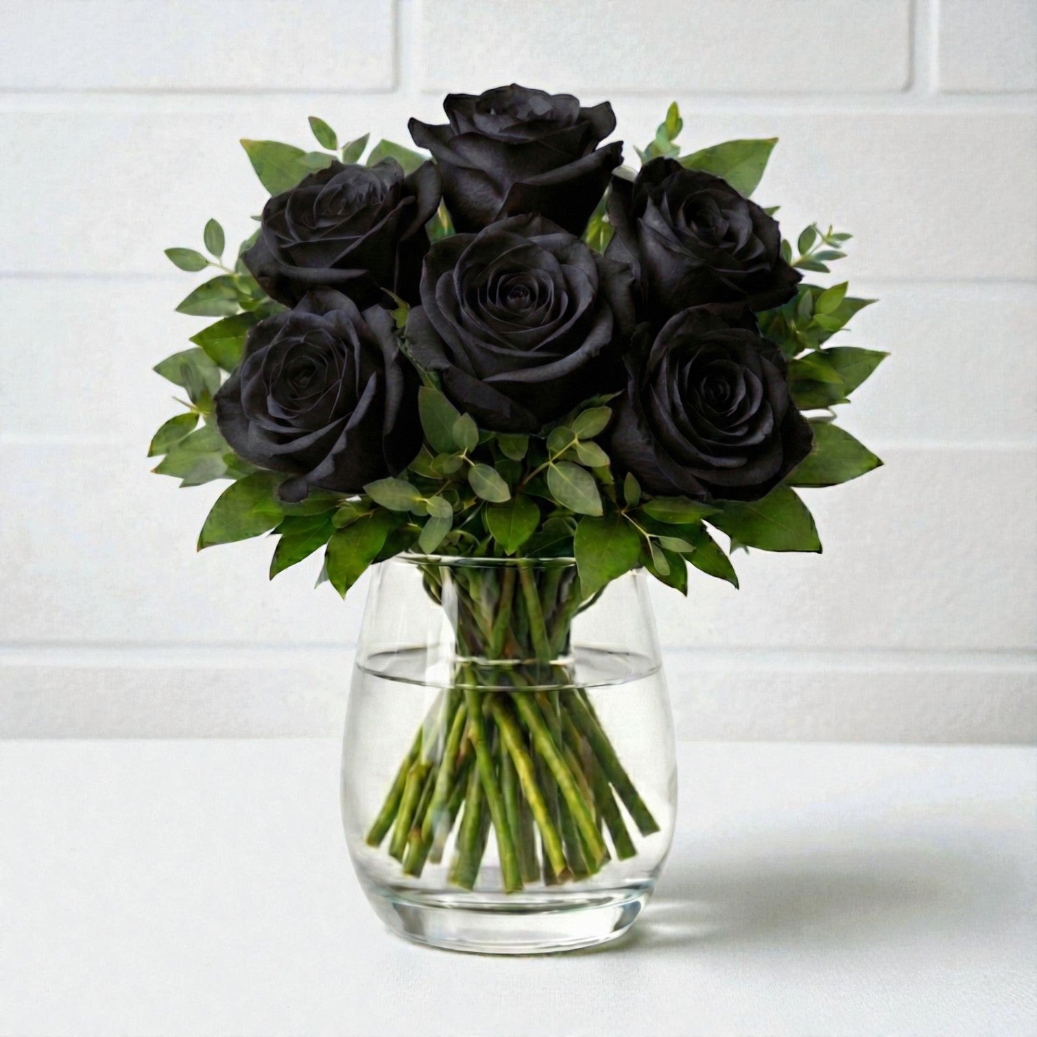 6 Black Rose Vase Arrangement