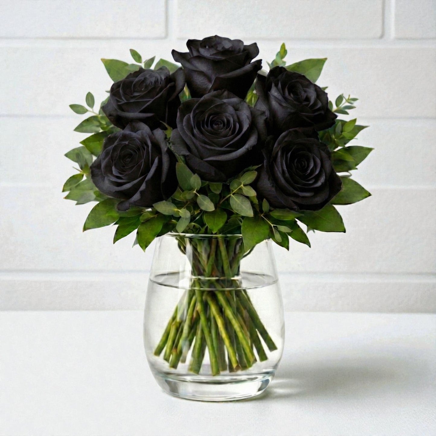 6 Black Rose Vase Arrangement