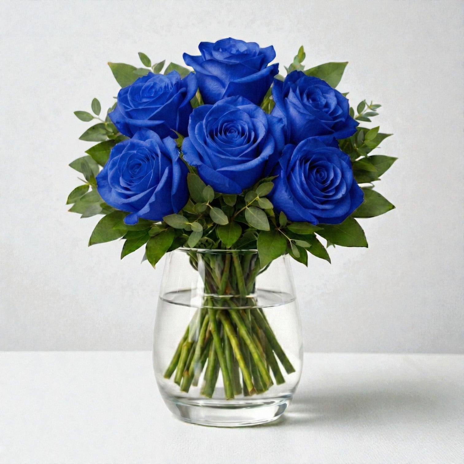 6 Blue Rose Vase Arrangement