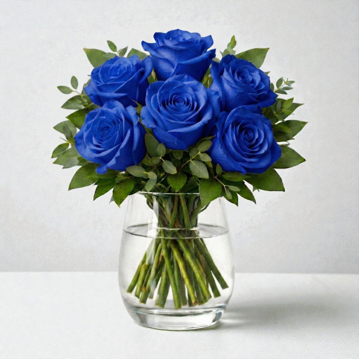 6 Blue Rose Vase Arrangement