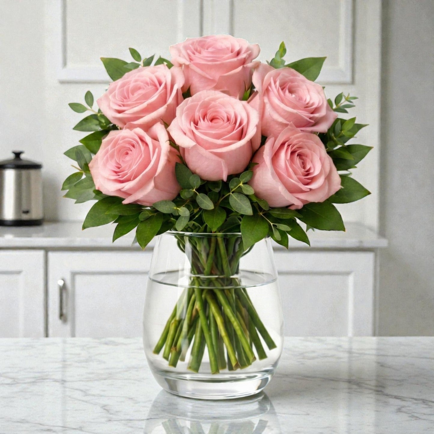 6 Pink Rose Vase Arrangement
