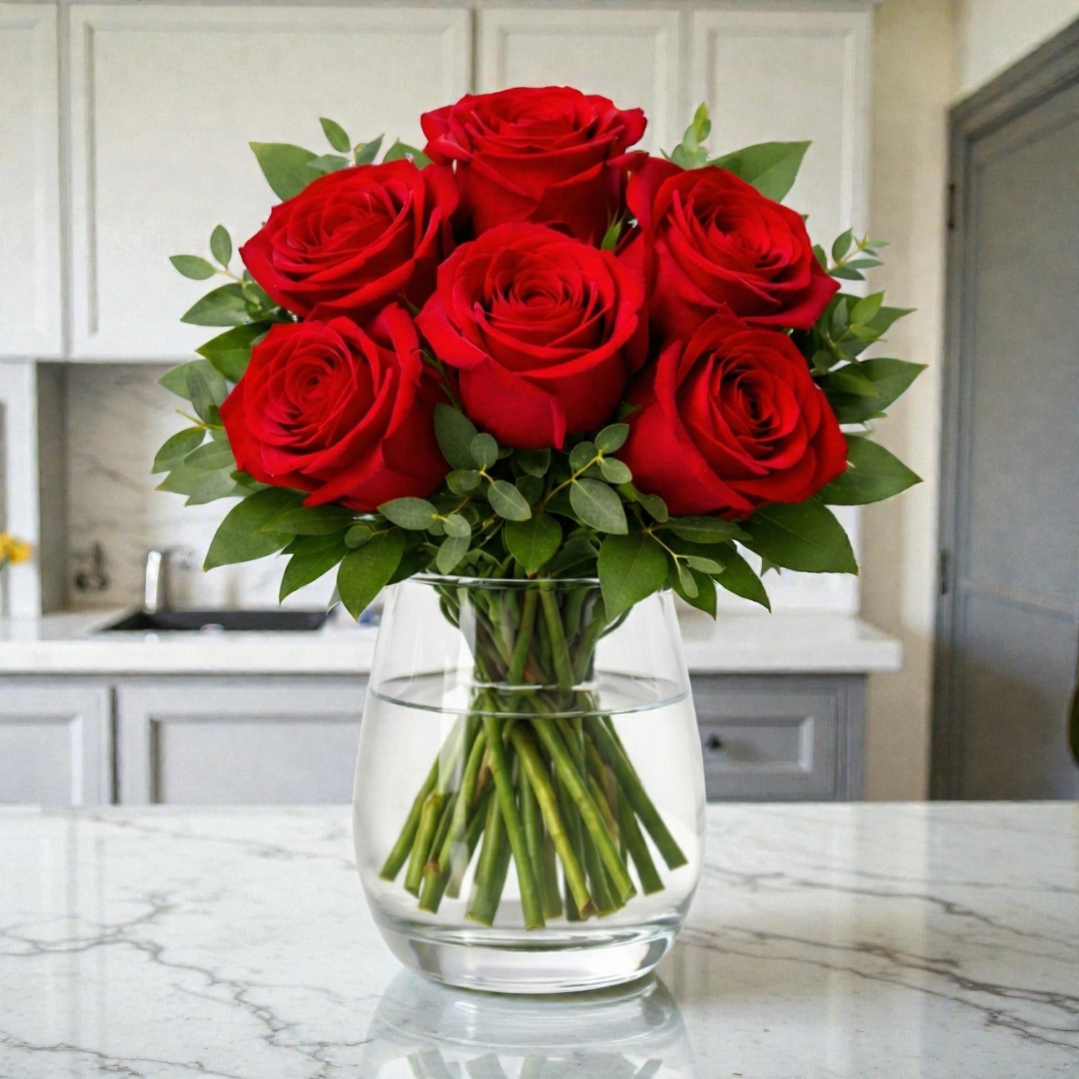 6 Red Rose Vase Arrangement