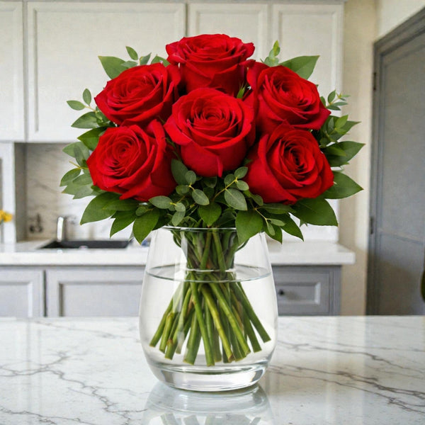 6 Red Rose Vase Arrangement