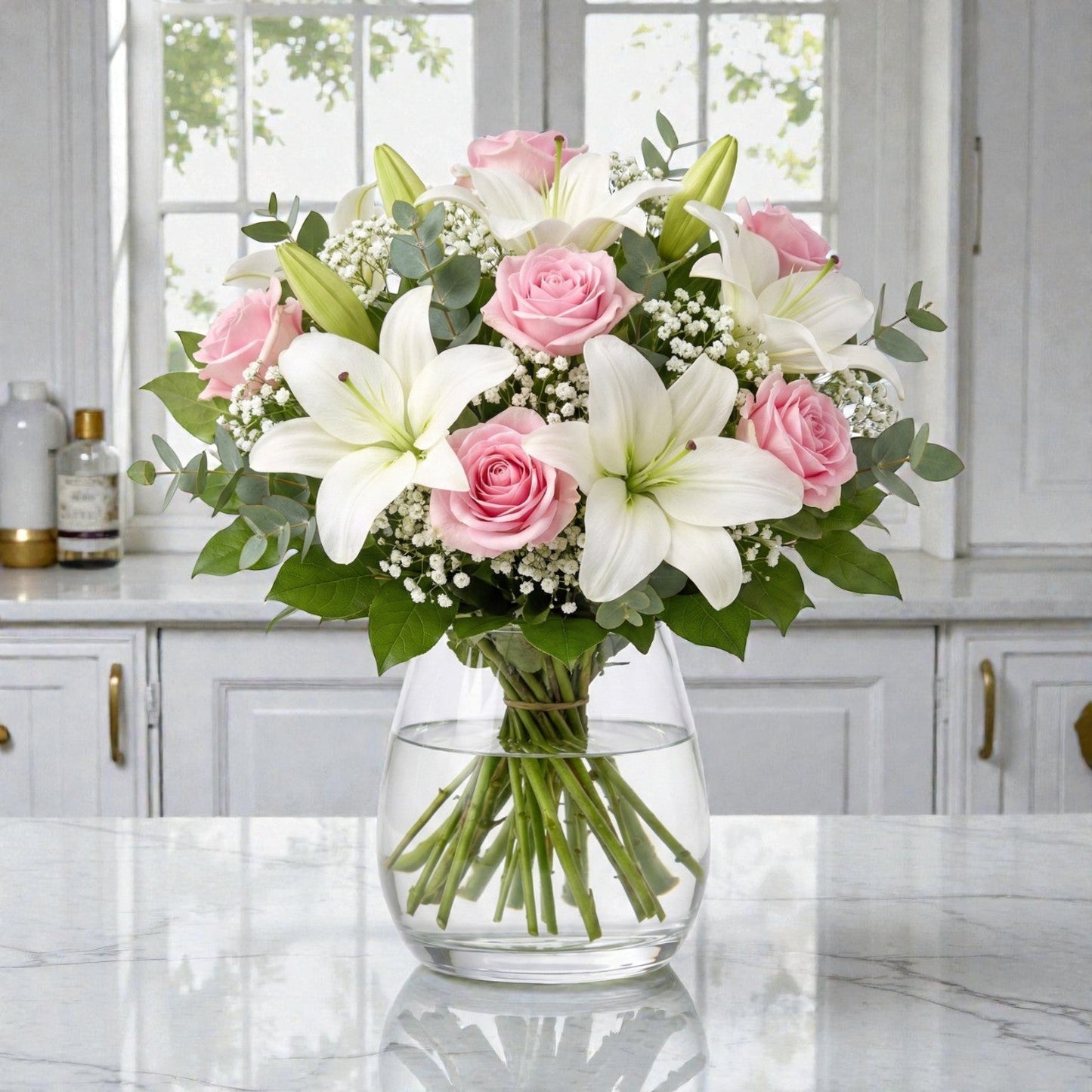 Pink Rose & Lily Vase Arrangement