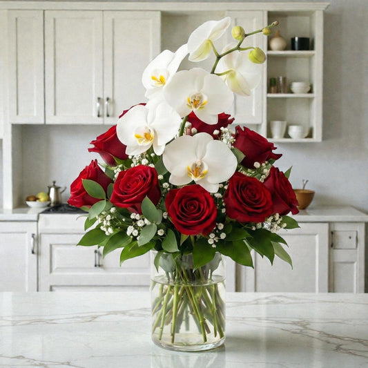 Rose & Orchid Vase Arrangement