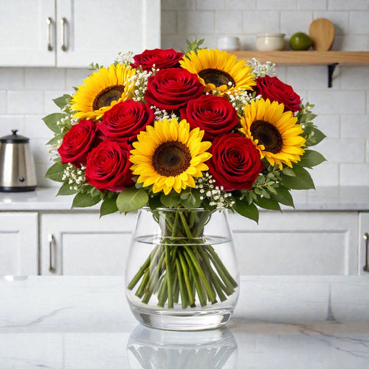 Rose & Sunflower Vase Arrangement
