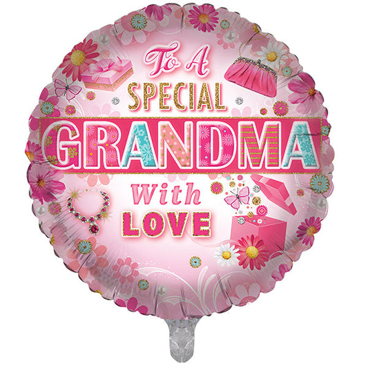 To a Special Grandma With Love - 18 Inch Round Foil Balloon