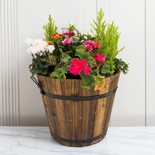 Rustic Bloom Barrel Planter